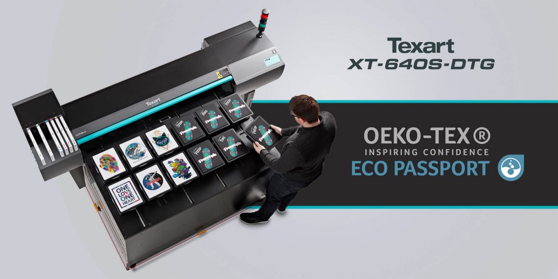 Texart XT-640S-DTG yazıcısı için ECO PASSPORT by OEKO-TEX® onaylı mürekkepler ve astarlar gösteriyor ki; Roland DG, sürdürülebilirlik konusunda kararlı